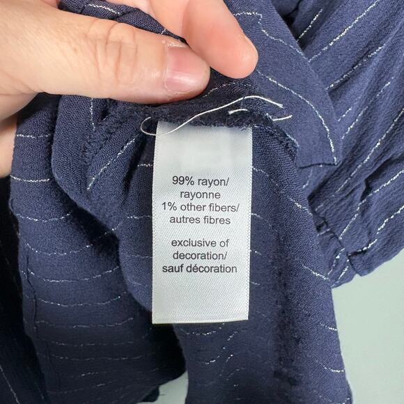 Maurices Blue & Metallic Silver Boho Fairy Babydoll Top - 2X - Women's Plus Size - Picture 6 of 7